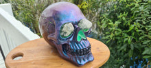 Load image into Gallery viewer, METALLIC SKULL with crystal eyes- painted by me