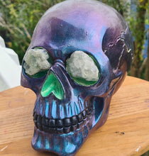 Load image into Gallery viewer, METALLIC SKULL with crystal eyes- painted by me