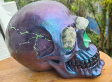 Load image into Gallery viewer, METALLIC SKULL with crystal eyes- painted by me