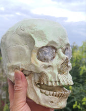 Load image into Gallery viewer, CLEAR QUARTZ COLOUR CHANGING SKULL LAMP -made by me