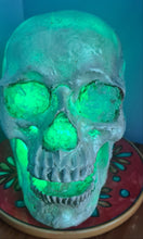 Load image into Gallery viewer, CLEAR QUARTZ COLOUR CHANGING SKULL LAMP -made by me