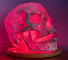 Load image into Gallery viewer, CLEAR QUARTZ COLOUR CHANGING SKULL LAMP -made by me