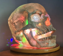 Load image into Gallery viewer, CLEAR QUARTZ COLOUR CHANGING SKULL LAMP -made by me