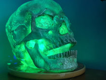 Load image into Gallery viewer, CLEAR QUARTZ COLOUR CHANGING SKULL LAMP -made by me