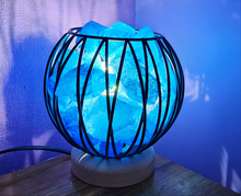 Load image into Gallery viewer, BLUE DYED CLEAR QUARTZ CRYSTAL  CAGE LAMP
