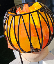 Load image into Gallery viewer, CITRINE TONES DYED CLEAR QUARTZ CRYSTAL  CAGE LAMP(mood enhancing)