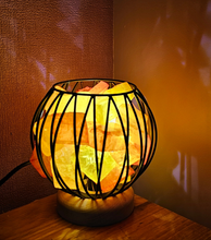 Load image into Gallery viewer, CITRINE TONES DYED CLEAR QUARTZ CRYSTAL  CAGE LAMP(mood enhancing)