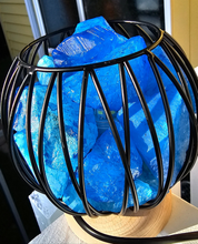 Load image into Gallery viewer, BLUE DYED CLEAR QUARTZ CRYSTAL  CAGE LAMP