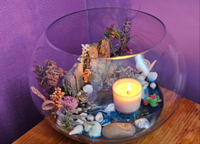 Load image into Gallery viewer, UNIQUE BEACHY SCENE FISHBOWL CANDLE HOLDER-HANDMADE BY ME