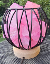 Load image into Gallery viewer, ROSE QUARTZ DYED clear quartz CAGE LAMP(deep soul cleanser)
