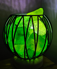 Load image into Gallery viewer, LIME/GREEN DYED CLEAR QUARTZ CRYSTAL  CAGE LAMP(deep soul cleanser)