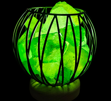Load image into Gallery viewer, LIME/GREEN DYED CLEAR QUARTZ CRYSTAL  CAGE LAMP(deep soul cleanser)