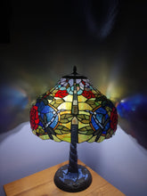 Load image into Gallery viewer, Saleš„RED ROSES & DRAGONLY BLUE/GREEN/ PURPLE STAINED GLASS LAMP