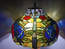 Load image into Gallery viewer, Saleš„RED ROSES & DRAGONLY BLUE/GREEN/ PURPLE STAINED GLASS LAMP
