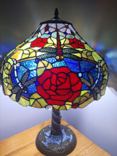 Load image into Gallery viewer, Saleš„RED ROSES & DRAGONLY BLUE/GREEN/ PURPLE STAINED GLASS LAMP