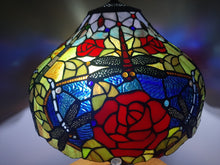 Load image into Gallery viewer, Saleš„RED ROSES & DRAGONLY BLUE/GREEN/ PURPLE STAINED GLASS LAMP