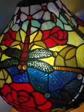 Load image into Gallery viewer, Saleš„RED ROSES & DRAGONLY BLUE/GREEN/ PURPLE STAINED GLASS LAMP