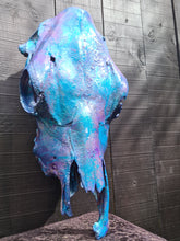 Load image into Gallery viewer, COSTš„GENUINE COW SKULL -backlit lighting ,painted with chameleon resin by me