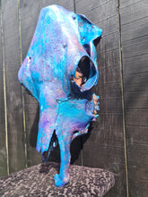 Load image into Gallery viewer, COSTš„GENUINE COW SKULL -backlit lighting ,painted with chameleon resin by me