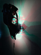 Load image into Gallery viewer, Large genuine cow skull backlit & painted with black/chameleon resin by me