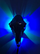 Load image into Gallery viewer, Saleš„Genuine sheep skull backlit with resin painted by me also glows purple in the dark