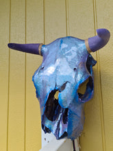 Load image into Gallery viewer, 1 of a kind 3/4 genuine bull skull with horns hand painted painted by me