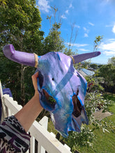 Load image into Gallery viewer, 1 of a kind 3/4 genuine bull skull with horns hand painted painted by me