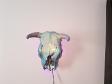 Load image into Gallery viewer, 1 of a kind 3/4 genuine bull skull with horns hand painted painted by me