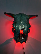 Load image into Gallery viewer, 1 of a kind 3/4 genuine bull skull with horns hand painted painted by me