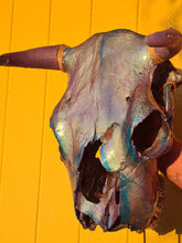 Load image into Gallery viewer, 1 of a kind 3/4 genuine bull skull with horns hand painted painted by me