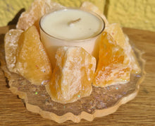 Load image into Gallery viewer, REFILLABLE HANDMADE CRYSTAL TEA LIGHT CANDLE -made by me.