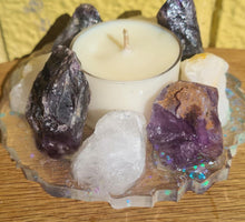 Load image into Gallery viewer, REFILLABLE HANDMADE CRYSTAL TEA LIGHT CANDLE -made by me.