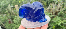 Load image into Gallery viewer, BAPHOMET GOAT SKULL LAMP on druzey crystal base -made by me