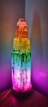 Load image into Gallery viewer, CHAKRA SELENITE CRYSTAL LAMP 35cm-2 lighting options