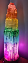Load image into Gallery viewer, CHAKRA SELENITE CRYSTAL LAMP 35cm-2 lighting options