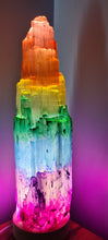 Load image into Gallery viewer, CHAKRA SELENITE CRYSTAL LAMP 35cm-2 lighting options
