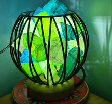 Load image into Gallery viewer, GREEN BLUE CLEAR QUARTZ CRYSTAL CAGE LAMP