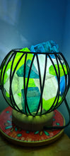 Load image into Gallery viewer, GREEN BLUE CLEAR QUARTZ CRYSTAL CAGE LAMP