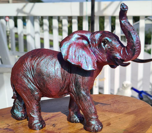 PAINTED TRUNK UP ELEPHANT FIGURINE
