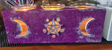 Load image into Gallery viewer, GLITTER TRIPLE MOON  T LIGHT CANDLE HOLDER