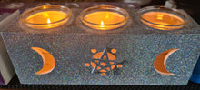 Load image into Gallery viewer, GLITTER TRIPLE MOON  T LIGHT CANDLE HOLDER