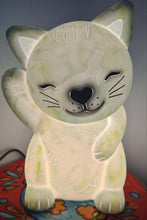 Load image into Gallery viewer, CAT NIGHT LIGHT LAMP (painted teal) 1 only