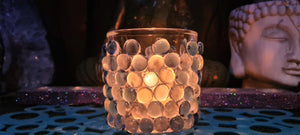 HANDMADE CANDLE HOLDER-glass beads
