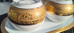 Sale💥24k GOLD FINE CHINA CANDLE HOLDER SET