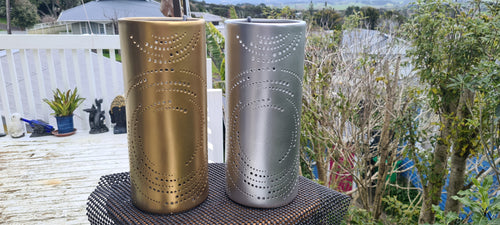 50%off SILVER & GOLD CERAMIC SWIRL LAMPS-painted by me