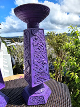 Load image into Gallery viewer, CELTIC PURPLE PILLAR CANDLE  HOLDERS