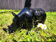 Load image into Gallery viewer, GLOSS BLACK RHINO FIGURINE