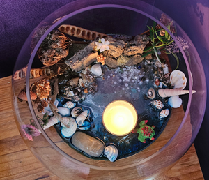 UNIQUE BEACHY SCENE FISHBOWL CANDLE HOLDER-HANDMADE BY ME