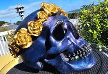 Load image into Gallery viewer, SKULL N ROSES-handpainted &amp; rhinestones