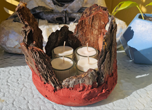 Load image into Gallery viewer, BARK &amp; CONCRETE CANDLE HOLDER